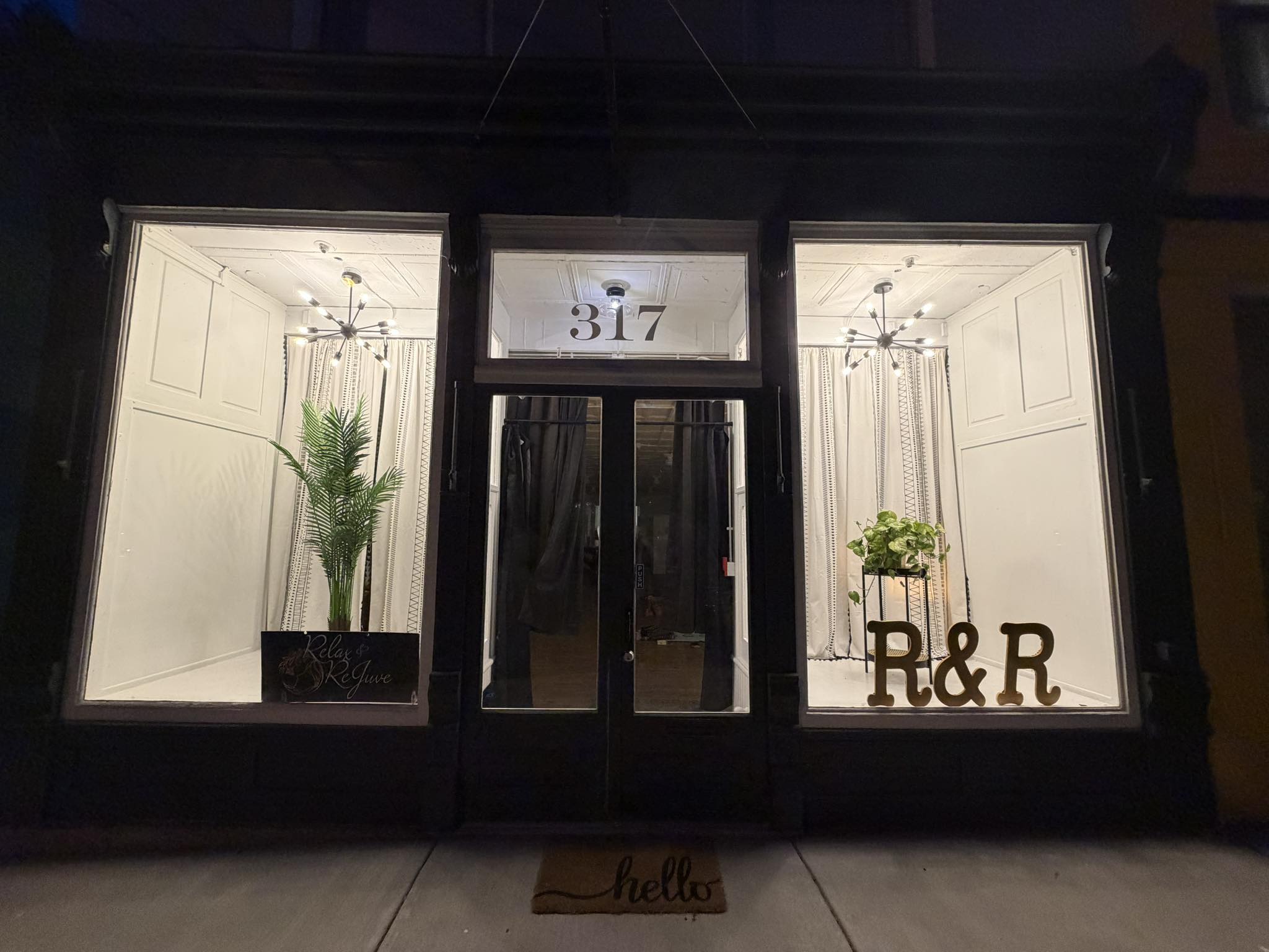 Storefront at night